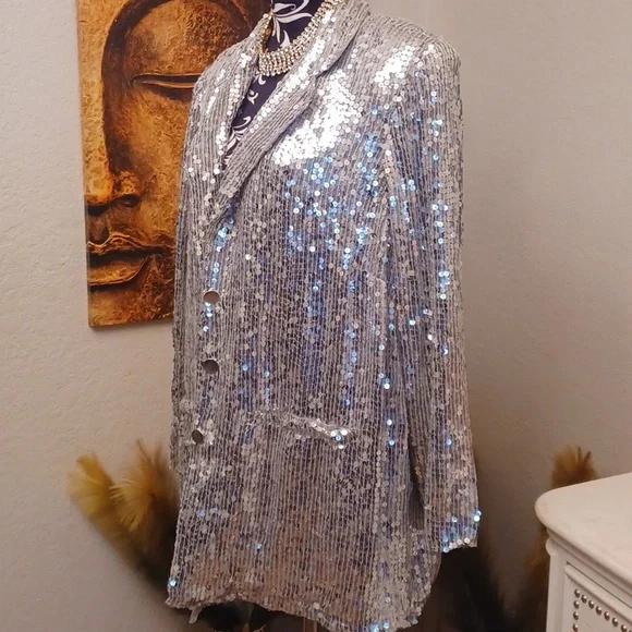 Silver Sequin Jacket - Picture 2 of 6